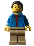LEGO cty0511 Blue Jacket over Dark Red V-Neck Sweater, Dark Tan Legs